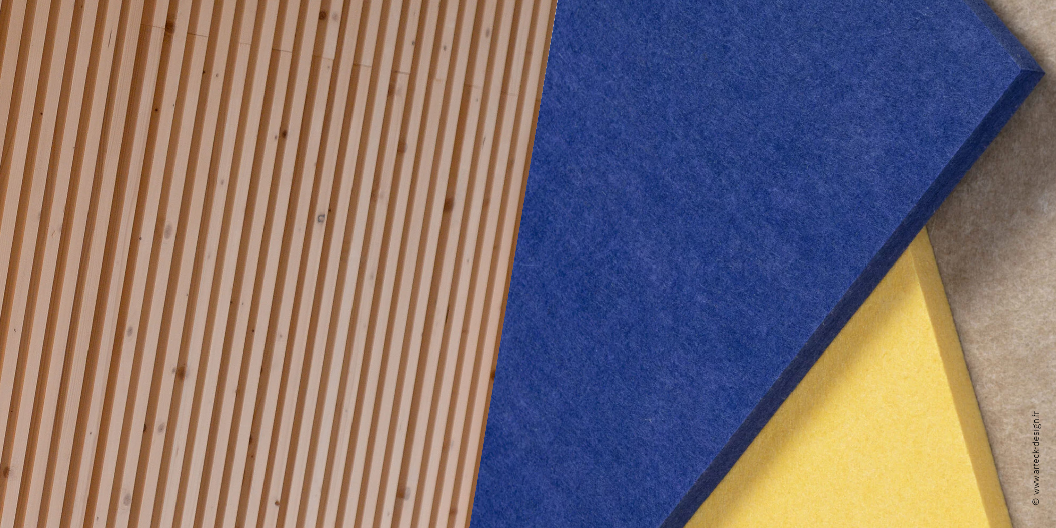 Associer le bois et les panneaux acoustiques en fibres rPET, un matériau éco-conçu par Arteck